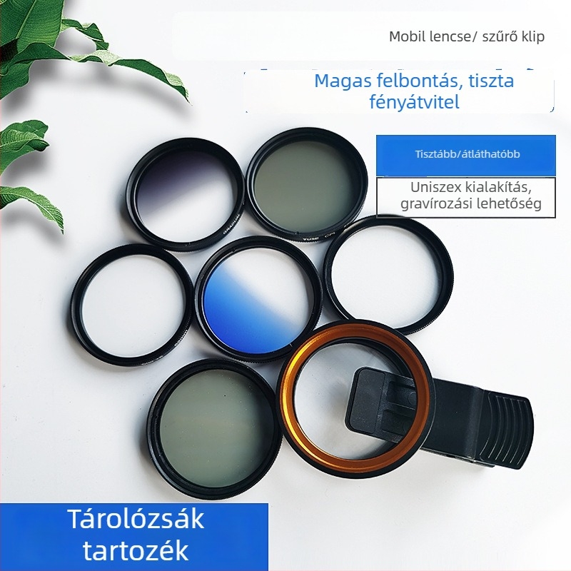 52 mm-es okostelefon-lencse szűrő klipe, univerzális minden telefonhoz, ideális élő ékszerfotózáshoz, gravírozható