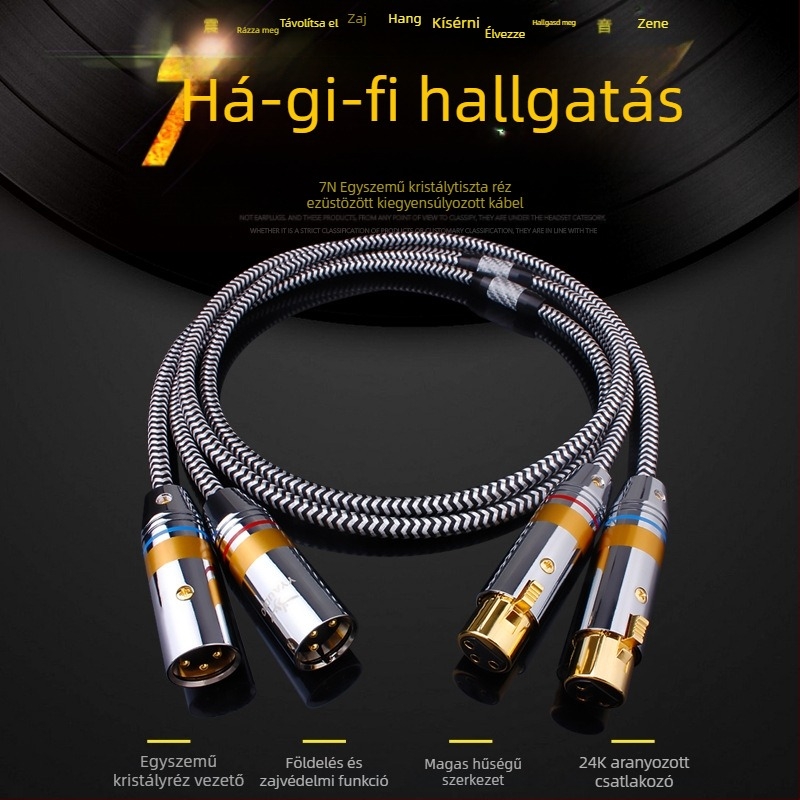 YYAUDIO kiegyensúlyozott audio kábel, négy magos ezüstözött réz vezetővel, XLR férfi–nő, a keverőasztal és a hangfal között, árnyékolt, 2 m
