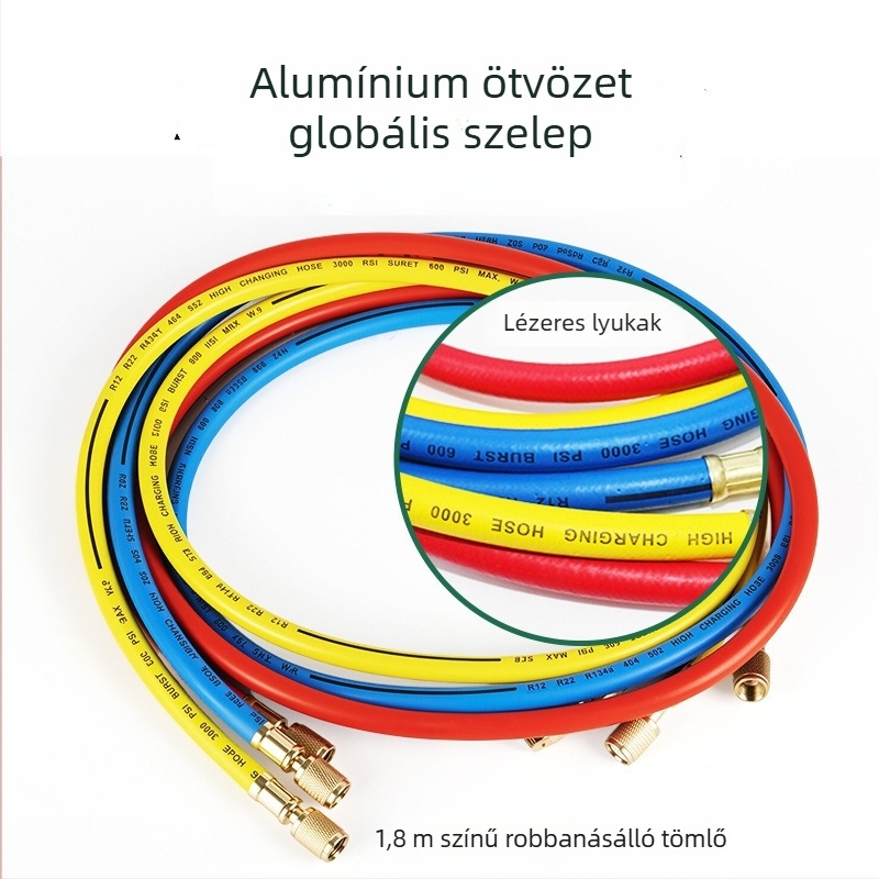 Autóklíma hűtőközeg mérő, dupla nyomásmérővel, modell JRS-1, olajmentes, kompatibil R134A/R22/R410