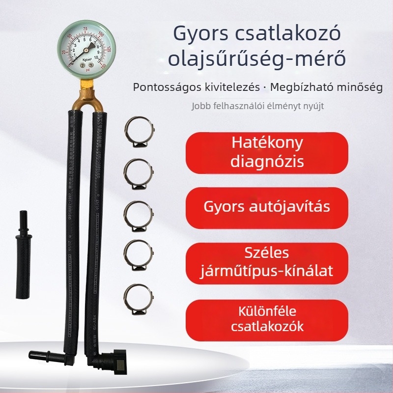 Benzin gyorscsatlakozású nyomásmérő — Modell: Gasoline quick connect pressure gauge; Típus: Pontosságú nyomásmérő; Csatlakozás: Gyors csatlakozás