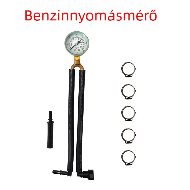 Benzin gyorscsatlakozású nyomásmérő — Modell: Gasoline quick connect pressure gauge; Típus: Pontosságú nyomásmérő; Csatlakozás: Gyors csatlakozás