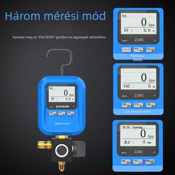 Zoke zk-519 digitális nyomásmérő autóklímához, hűtőközeg töltéshez