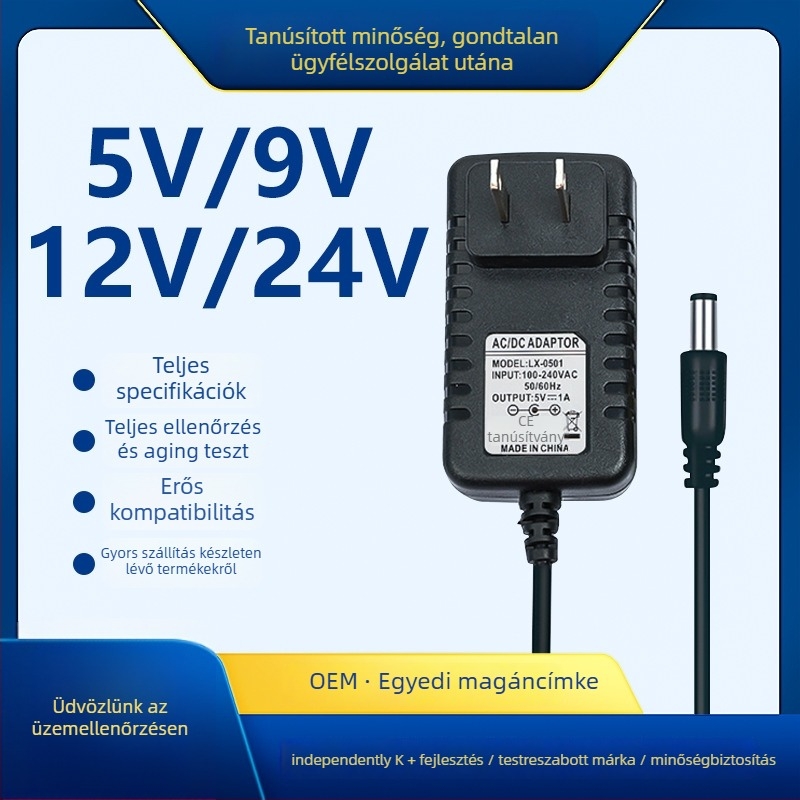 Kai Shuo tápadapter, 12V 2A, kiválasztható kimenetek 5V/9V/12V/24V/36V, digitális háztartási készülékekhez