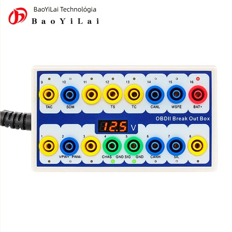 OBD II elosztó doboz autóhoz, 16-pins, jelport tesztelő doboz, autó számítógép detektor, 9–16V, -20°C-tól 80°C-ig