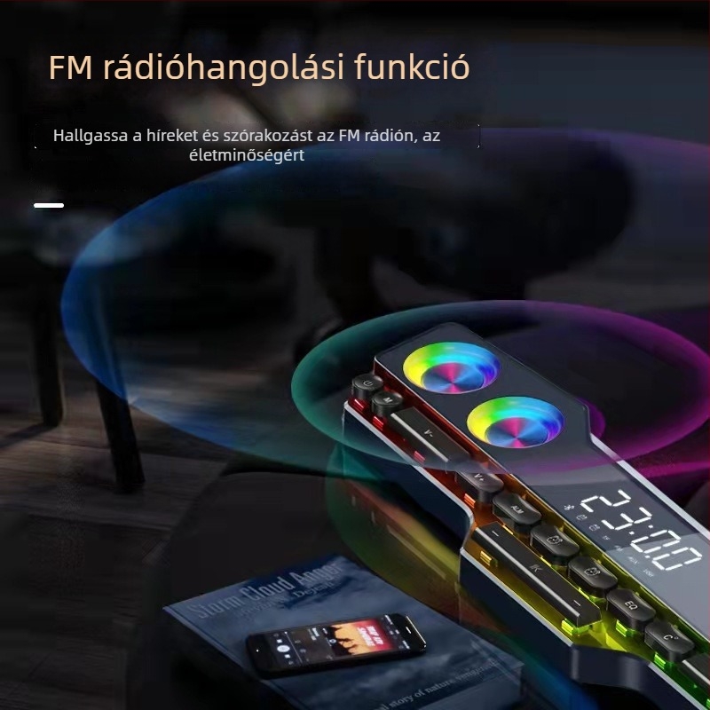 Bluetooth asztali hangfal 20W, Bluetooth 5.0, frekvencia-tartomány 100 Hz-20 kHz, SNR ≥75 dB, hatótávolság 15 m