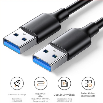 USB 3.0 A-to-A adatkábel PC/noteszgéphez, gyors átvitel, rézmag