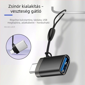 OTG USB 3.0 Type-C adapter Android eszközökhöz; támogatja a USB pendrive-ot, táblagépeket és noteszgépeket.