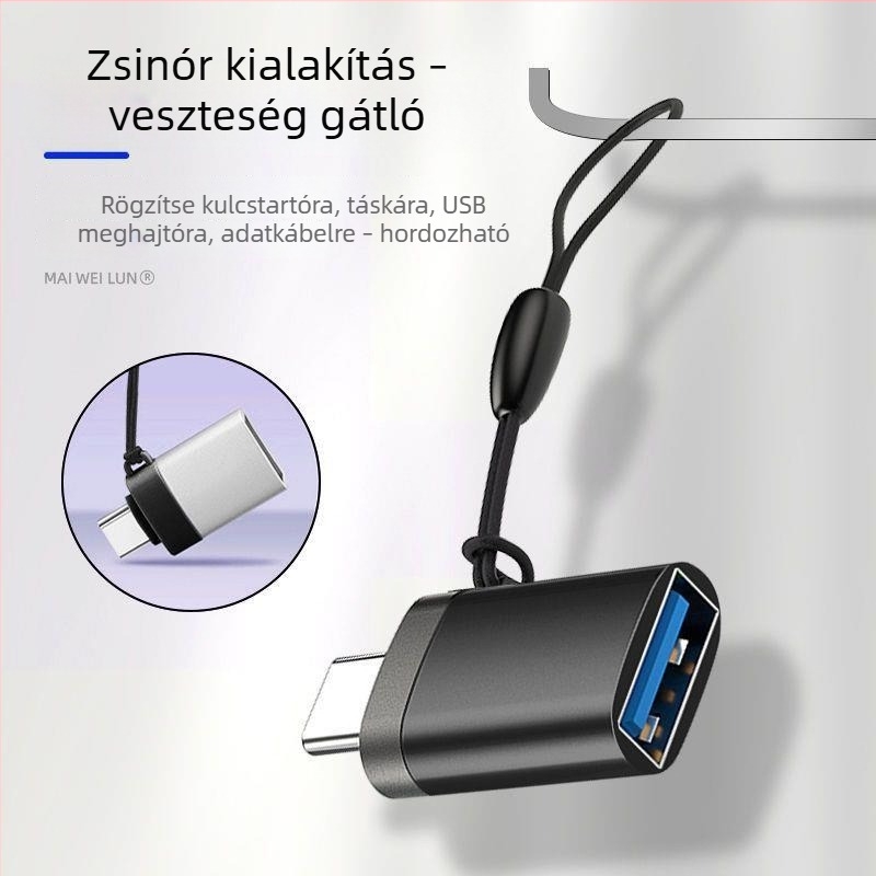 OTG USB 3.0 Type-C adapter Android eszközökhöz; támogatja a USB pendrive-ot, táblagépeket és noteszgépeket.