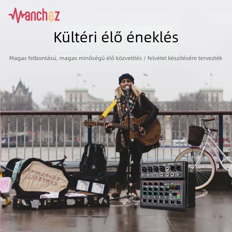 URX 7-csatornás OTG hangkártya-mixer mobil élő közvetítéshez és PC-professzionális felvételhez.