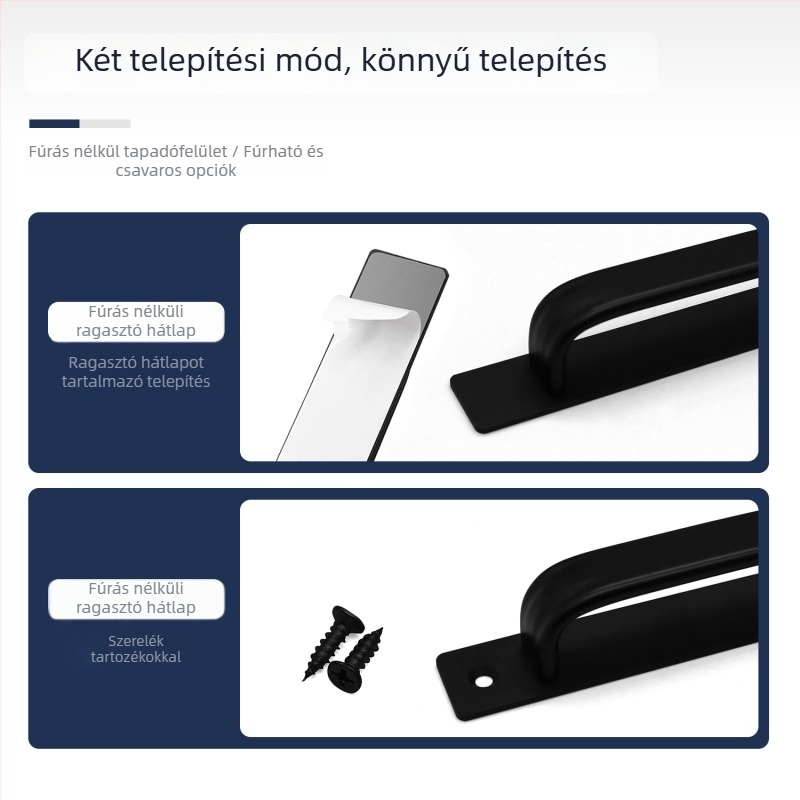 Ajtónyél alumíniumötvözetből – tolóajtókhoz, üveg- és faajtókhoz; modell 666; stílus: modern minimál; anyag: alumíniumötvözet.