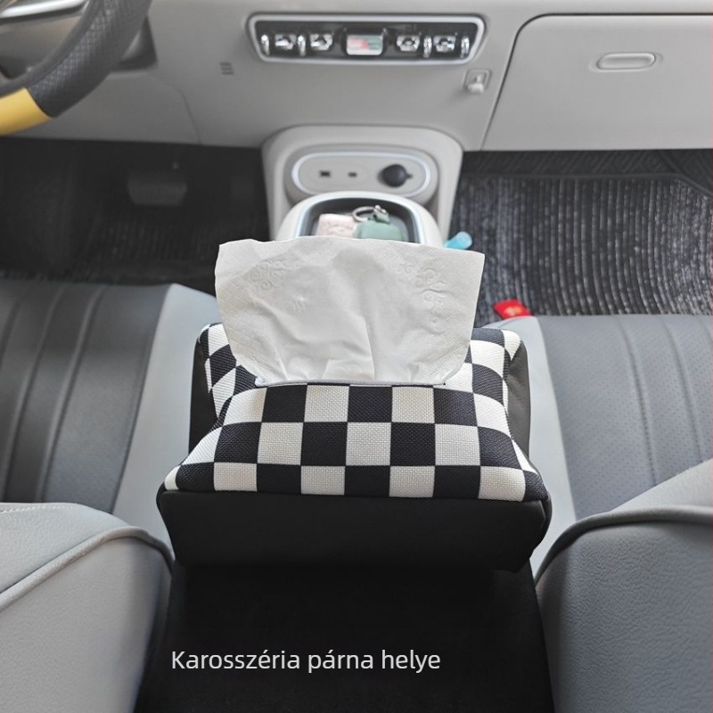 Autó belső zsebkendő tartó, bőr és poliészter anyagból, testreszabható, belső dekoráció