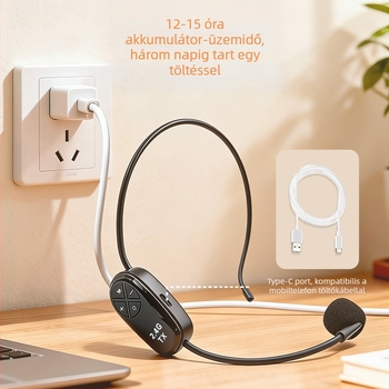 2.4G vezeték nélküli kondenzátor mikrofon rendszer akkumulátor kijelzővel, kardioid mikrofon, modell LSP101