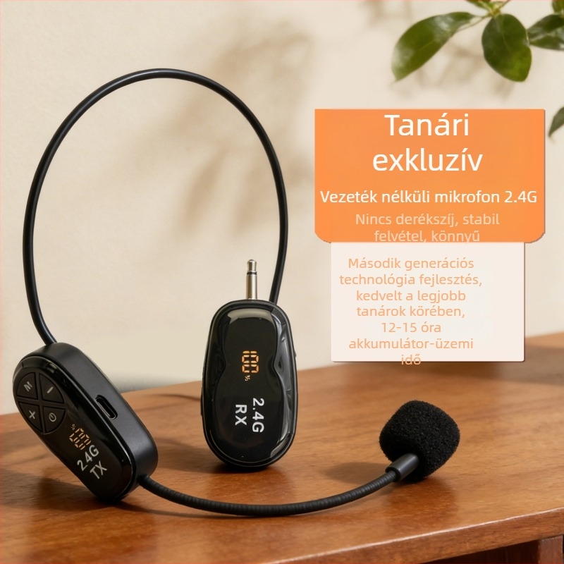 2.4G vezeték nélküli kondenzátor mikrofon rendszer akkumulátor kijelzővel, kardioid mikrofon, modell LSP101