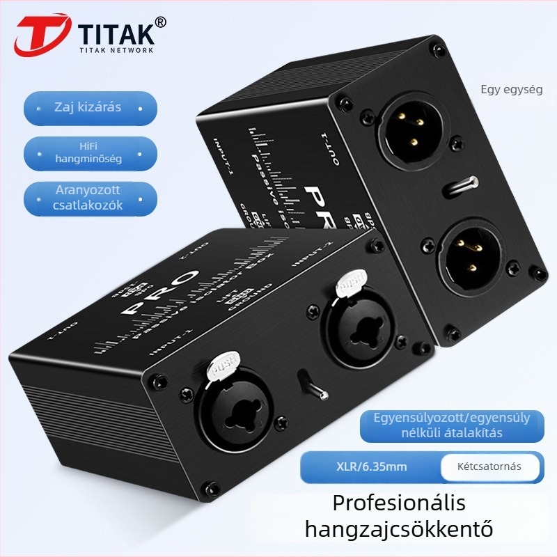 TITAK Hta003q audiójel-izolátor 6,35 mm XLR porttal zajcsökkentésre és a keverő védelmére