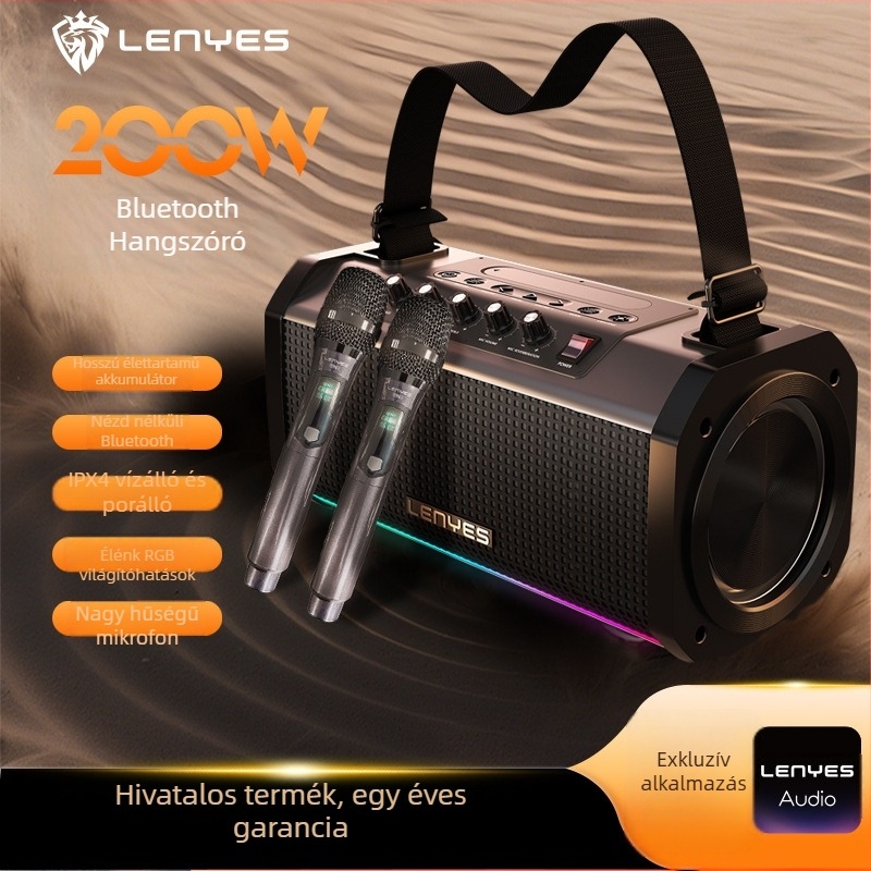 Kültéri hordozható Bluetooth hangszóró, 80W, beépített 6000mAh akkumulátor, IPX4, 100 Hz–20 kHz, Bluetooth 5.3