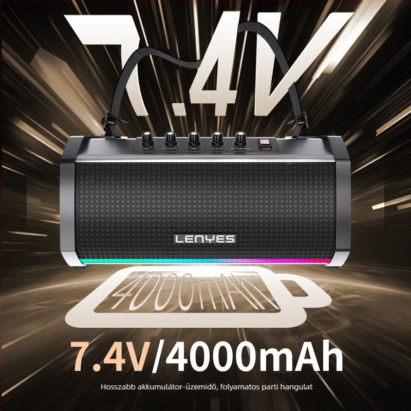 Kültéri hordozható Bluetooth hangszóró, 80W, beépített 6000mAh akkumulátor, IPX4, 100 Hz–20 kHz, Bluetooth 5.3