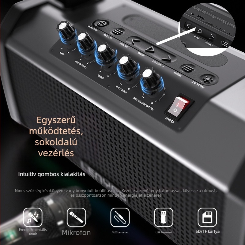 Kültéri hordozható Bluetooth hangszóró, 80W, beépített 6000mAh akkumulátor, IPX4, 100 Hz–20 kHz, Bluetooth 5.3