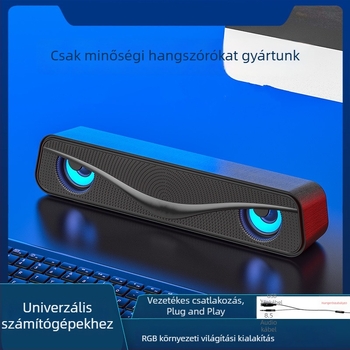 Kábeles számítógéphangfal asztali számítógéphez és laptophoz, szubwooferrel, kiváló hangzás és színes világítás