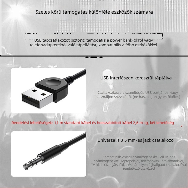 Kábeles számítógéphangfal asztali számítógéphez és laptophoz, szubwooferrel, kiváló hangzás és színes világítás
