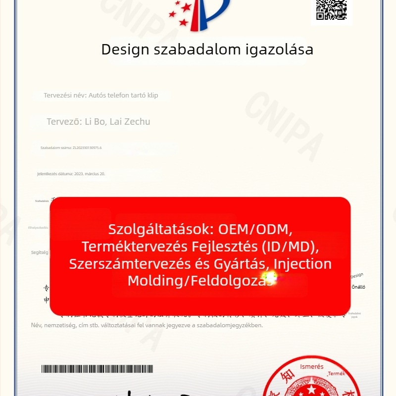 Autó légkondi kimenethez univerzális kampó J- alakú klipsz és telefontartó alap, modell V8, anyag: műanyag + hardver, logó nyomtatás lehetséges