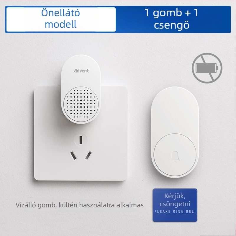 Vezeték nélküli ajtócsengő – Modell One Drag 1, vevő a konnektorban, 220V, 32 dallam, 0.2W