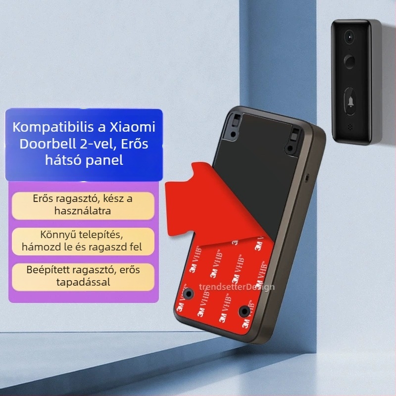 Xiaomi Mijia Smart Doorbell 3 hátsó lemezéhez való ragasztó | Modell THS-xm3 | Anyag: PS+PP+szilikagél | Típus: Biztonsági/riasztó kiegészítő | Cél: Hátsó lemez ragasztó