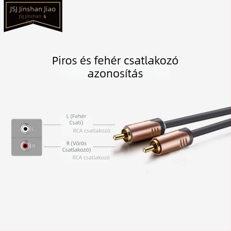 RCA lotus fejű kétutas kiegyensúlyozott audiókábel a Jsj Jinshanjiao márkától, PVC burkolat, RoHS tanúsítvány, audio- és videóhoz
