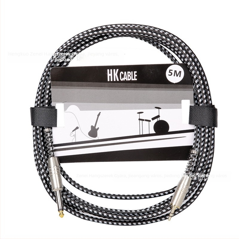 3,5–6,5 mm-es audio kábel, férfi–férfi csatlakozóval, nylon fonással, réz vezetőmaggal, modell 08, hangszerhez