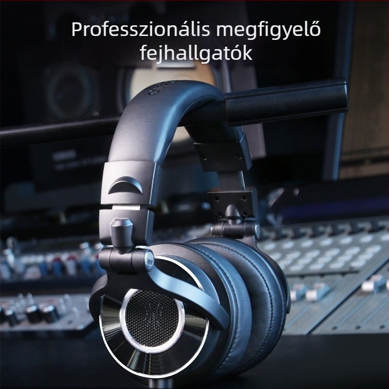 Drótos stúdió fejhallgató mikrofonnal, háromsávos kiegyenlítés, 20–20 kHz, 38 Ω, 3,5/6,5 mm egyenes csatlakozó