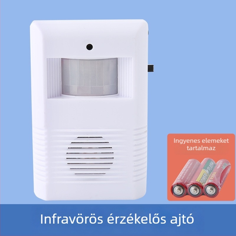 Indukciós ajtócsengő infravörös szenzorral és hangosbemondóval, modell KZ-02, akkumulátoros működés, 4,5V, 20 csengőhang opció, üzletek és szállodák számára