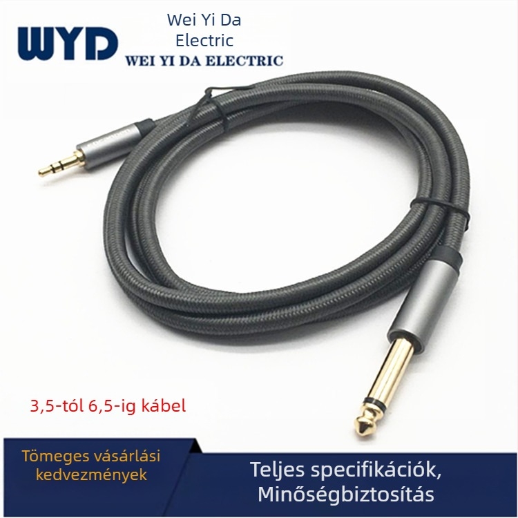 Mikrofon-kábel 3,5 mm-től 6,35 mm-ig, Aranyozott alumínium ház, Pamut háló, Weiyida, Audio és videóhoz