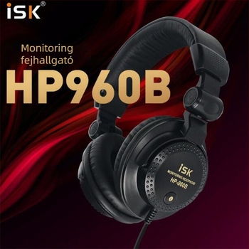 Vezetékes ISK HP-960B fejhallgató-monitor hangkártyával – élő előadásokhoz, DJ-mixeléshez és stúdiófelvételhez; 1 év garancia, testreszabás nélkül
