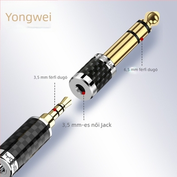 Yongwei tiszta réz adapter 6,5–3,5 mm, 3,5 mm női a 6,35 mm férfihoz, audió/videó, elektronikus zongora, mikrofon, headset, RoHS