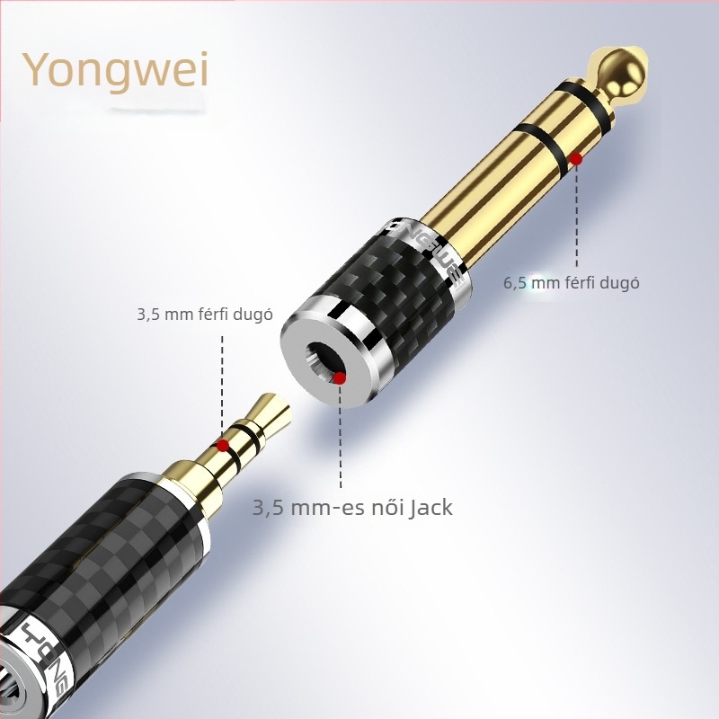 Yongwei tiszta réz adapter 6,5–3,5 mm, 3,5 mm női a 6,35 mm férfihoz, audió/videó, elektronikus zongora, mikrofon, headset, RoHS