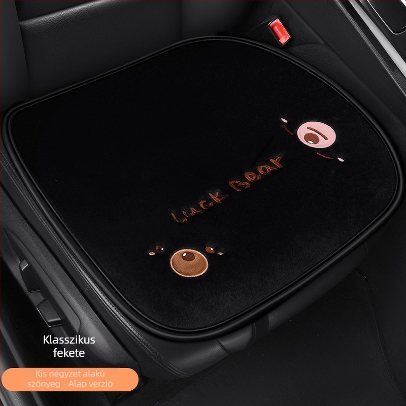 Autóülés párna – lapos, rajzfilmszerű medve design, bolyhos felület, szivacs töltet, Saintalon, téli dekoráció