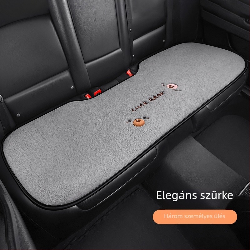 Autóülés párna – lapos, rajzfilmszerű medve design, bolyhos felület, szivacs töltet, Saintalon, téli dekoráció