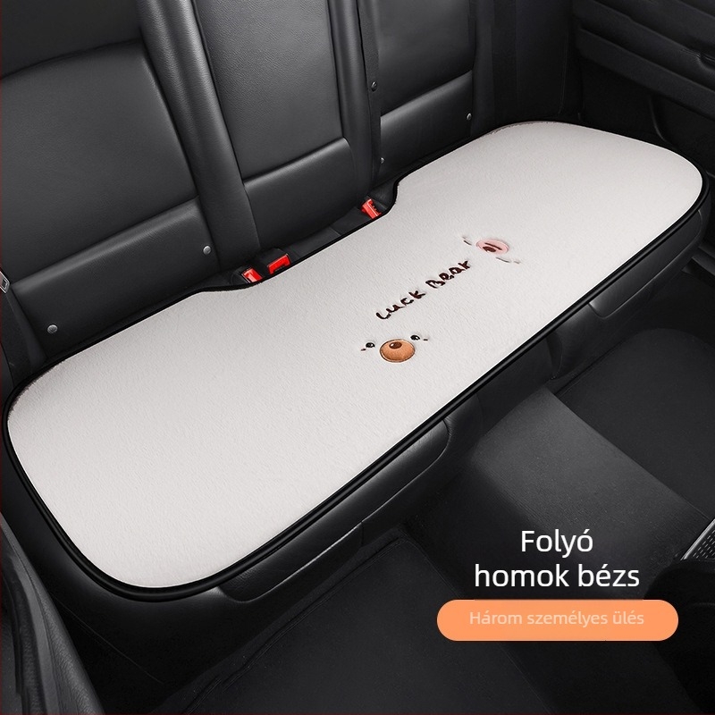 Autóülés párna – lapos, rajzfilmszerű medve design, bolyhos felület, szivacs töltet, Saintalon, téli dekoráció