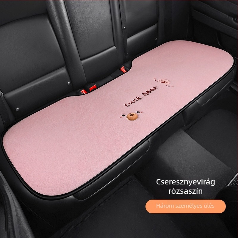 Autóülés párna – lapos, rajzfilmszerű medve design, bolyhos felület, szivacs töltet, Saintalon, téli dekoráció