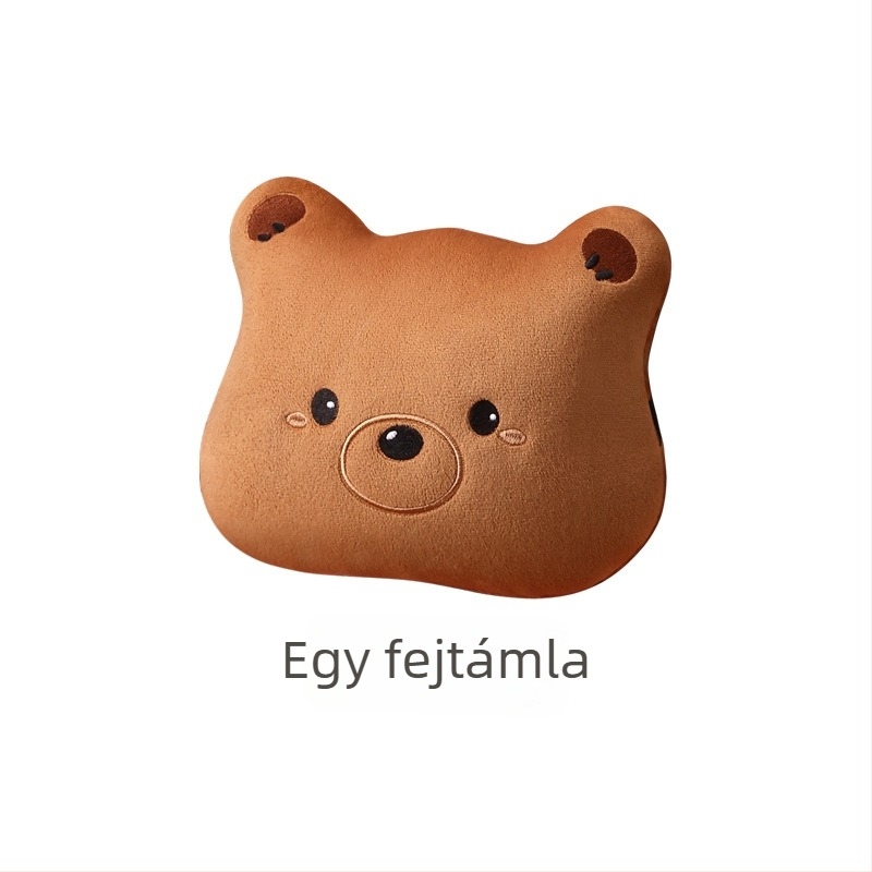 Autóülés párna – lapos, rajzfilmszerű medve design, bolyhos felület, szivacs töltet, Saintalon, téli dekoráció