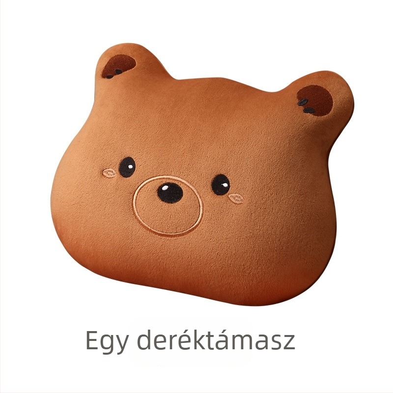 Autóülés párna – lapos, rajzfilmszerű medve design, bolyhos felület, szivacs töltet, Saintalon, téli dekoráció