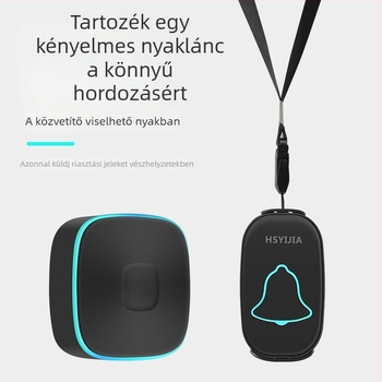 HSYIJIA A808 Vezeték nélküli ajtócsengő idős személyek vészhelyzeti hívása – akkumulátoros, 110–220 V, 36 dallam