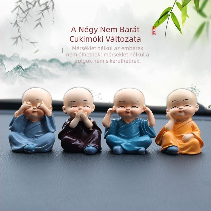 Mo Yun gyanta – kis szerzetes autódekoráció, modern belső dekoráció, aranyos figura