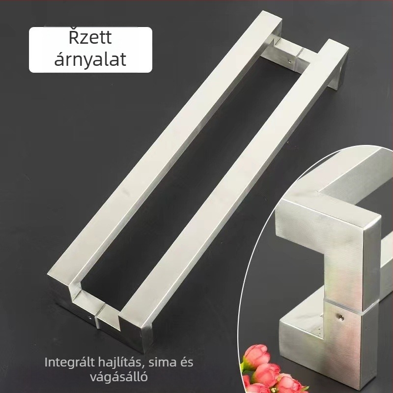 Rozsdamentes acélból készült dupla görbe ajtófogantyú üveg- és faajtókhoz, keret nélküli tolóajtóhoz, ujjlenyomat-mentes