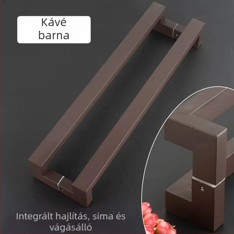Rozsdamentes acélból készült dupla görbe ajtófogantyú üveg- és faajtókhoz, keret nélküli tolóajtóhoz, ujjlenyomat-mentes