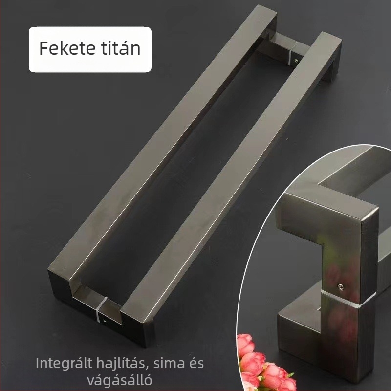 Rozsdamentes acélból készült dupla görbe ajtófogantyú üveg- és faajtókhoz, keret nélküli tolóajtóhoz, ujjlenyomat-mentes