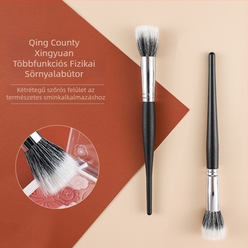 Sminkecset blush-hoz és alapozóhoz - fa nyél, hosszú nyél, természetes sörték (1 db készlet)