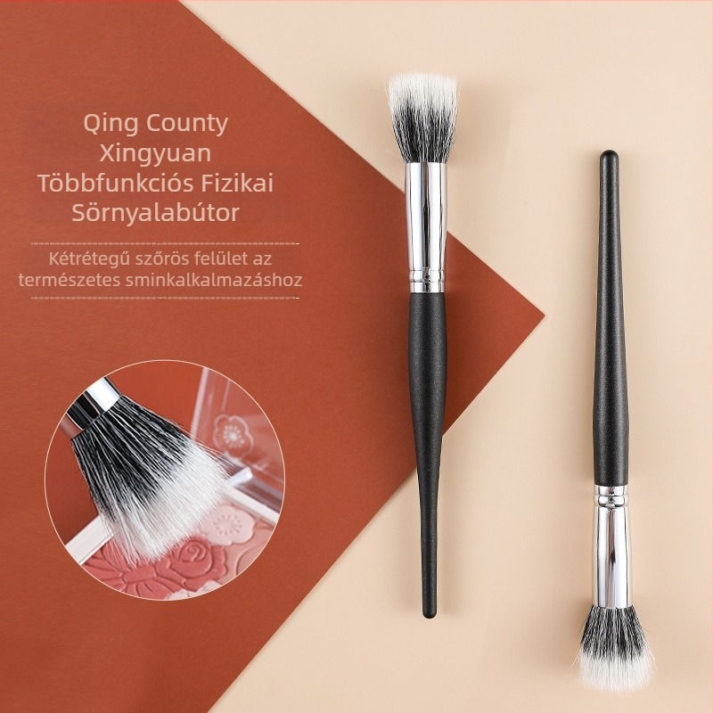 Sminkecset blush-hoz és alapozóhoz - fa nyél, hosszú nyél, természetes sörték (1 db készlet)