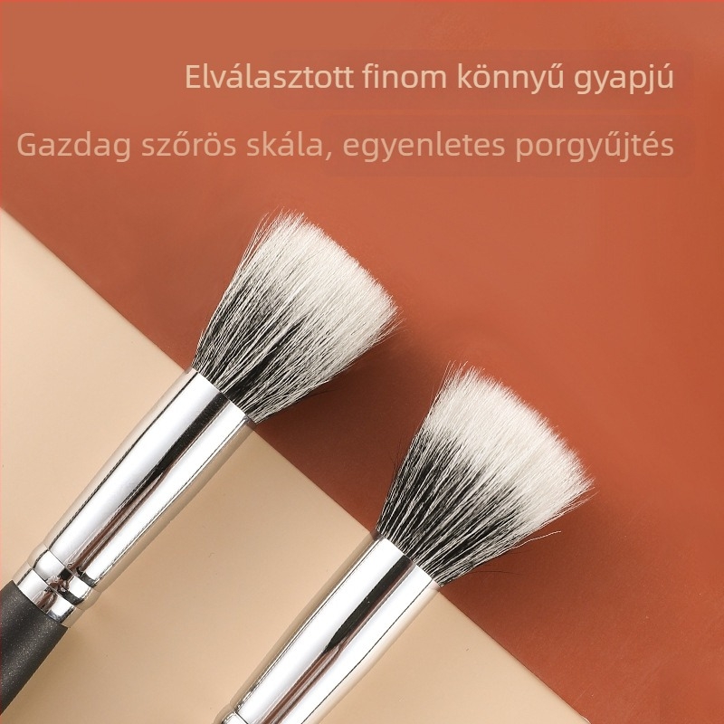 Sminkecset blush-hoz és alapozóhoz - fa nyél, hosszú nyél, természetes sörték (1 db készlet)