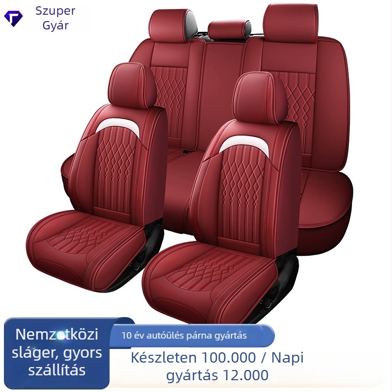 Autóülés-huzat bőrből, mind a négy évszakra, univerzális illeszkedés, szellőzés, szintetikus rost töltés