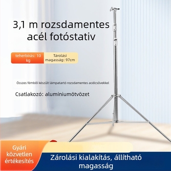 Rozsdamentes acélból készült nehéz állvány élő fotózáshoz – teherbírás 10 kg, csőátmérő 25/30/35 mm, 3 részes, súly 2.35 kg